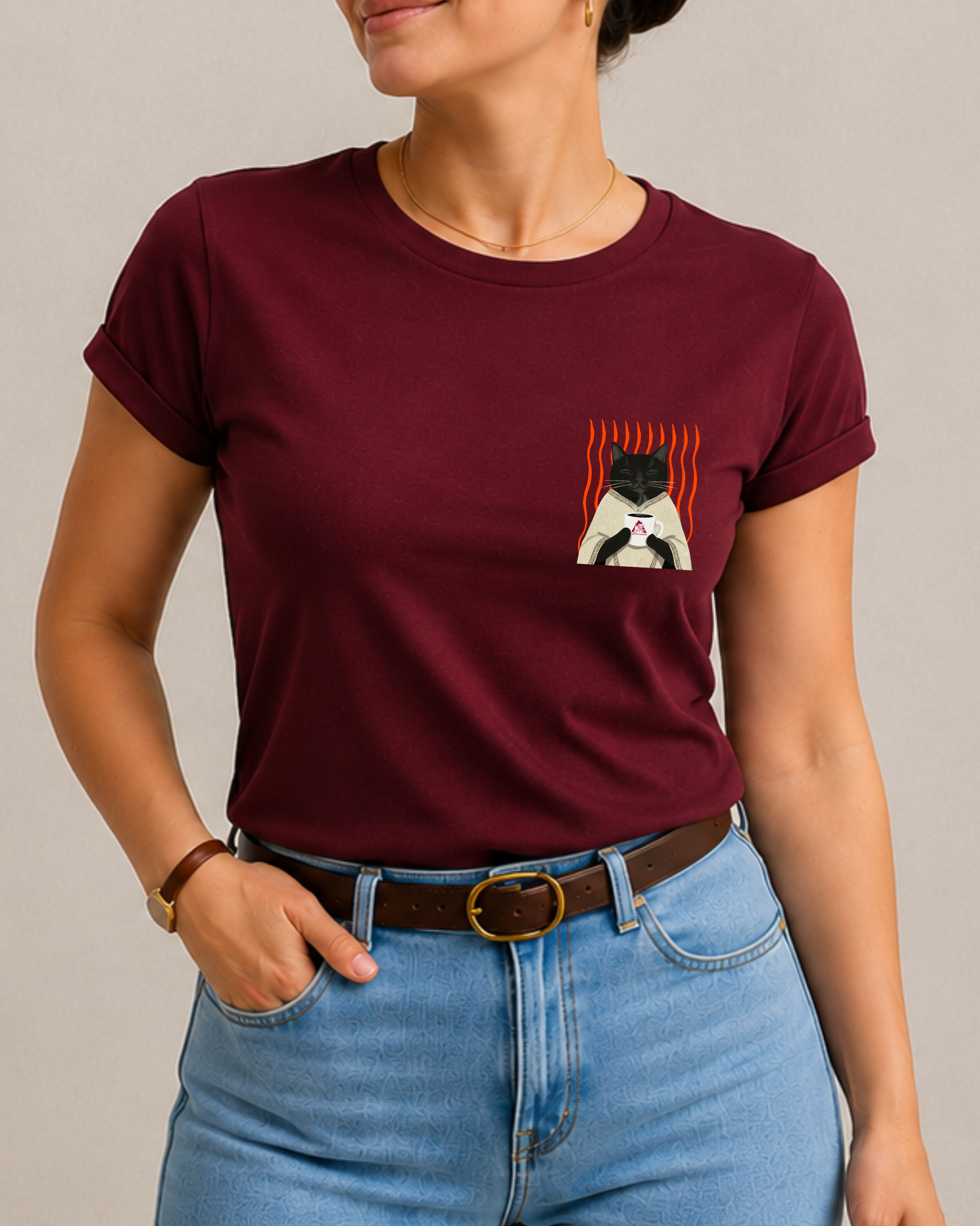 Camiseta Gatito tomando café
