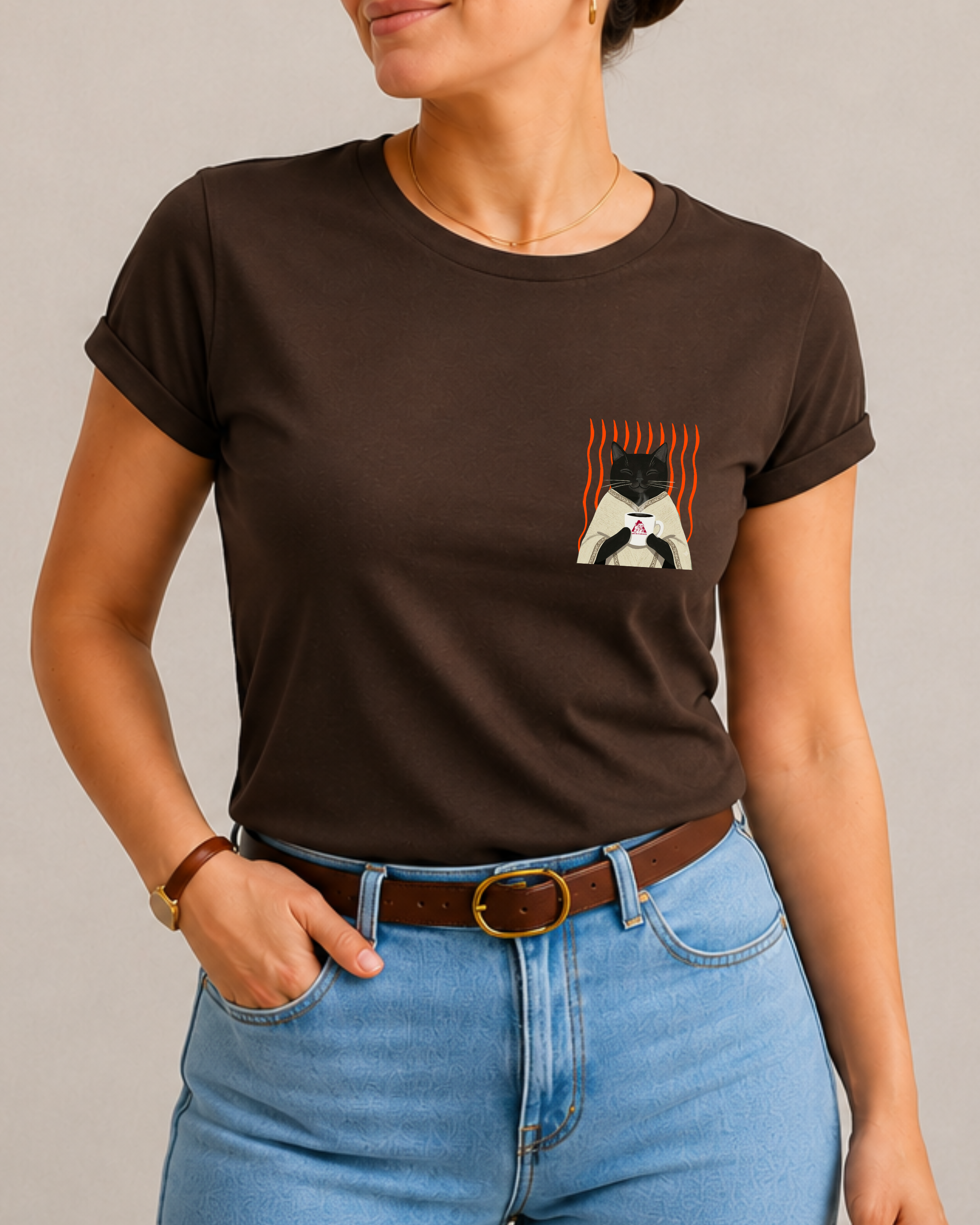 Camiseta Gatito tomando café