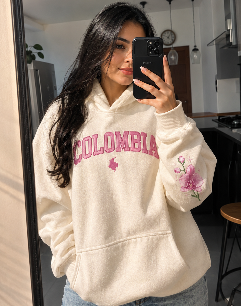 Hoodie bordado orquídea - Colombia